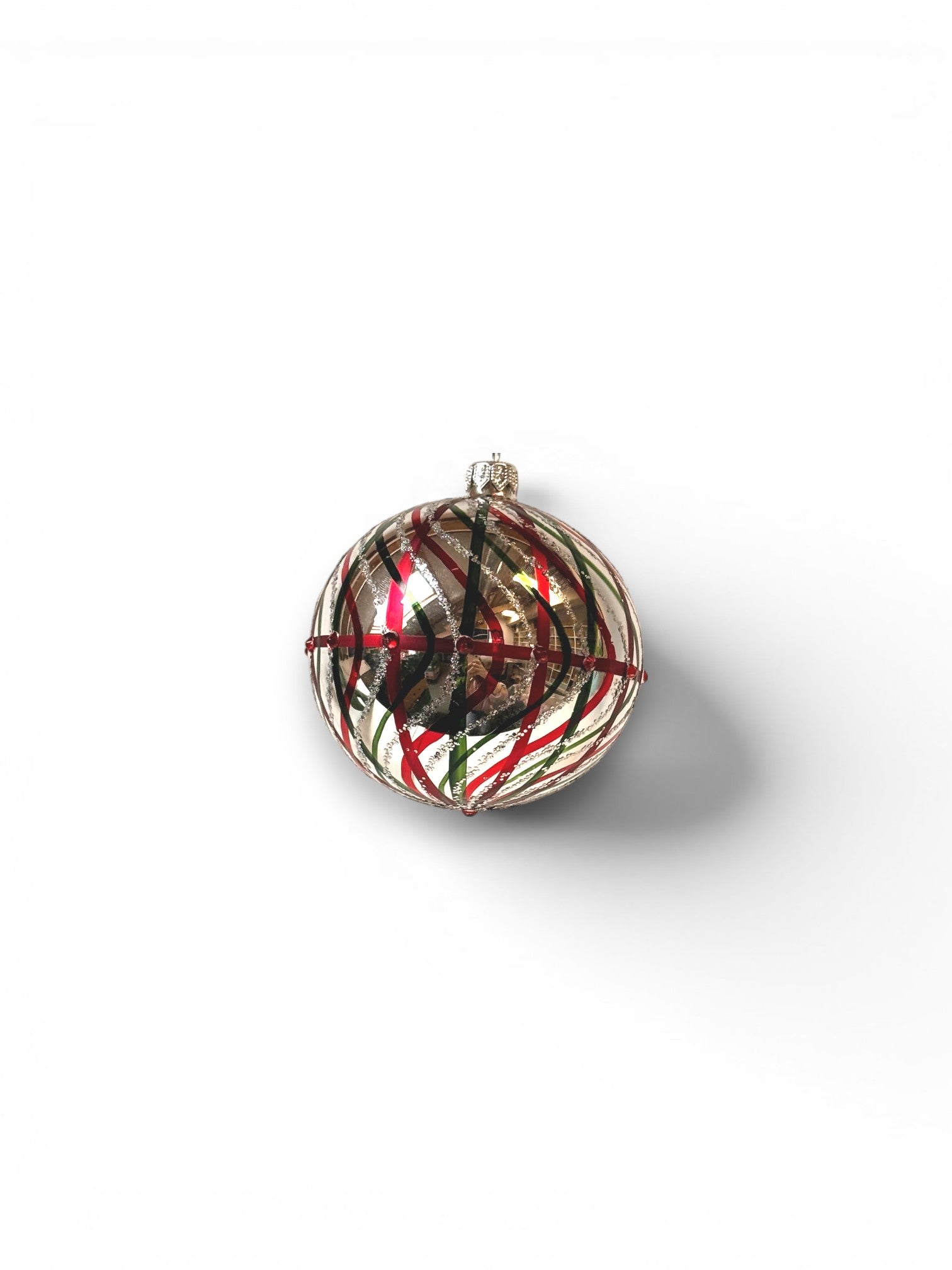 Silver Ornament with Colorful Stripes