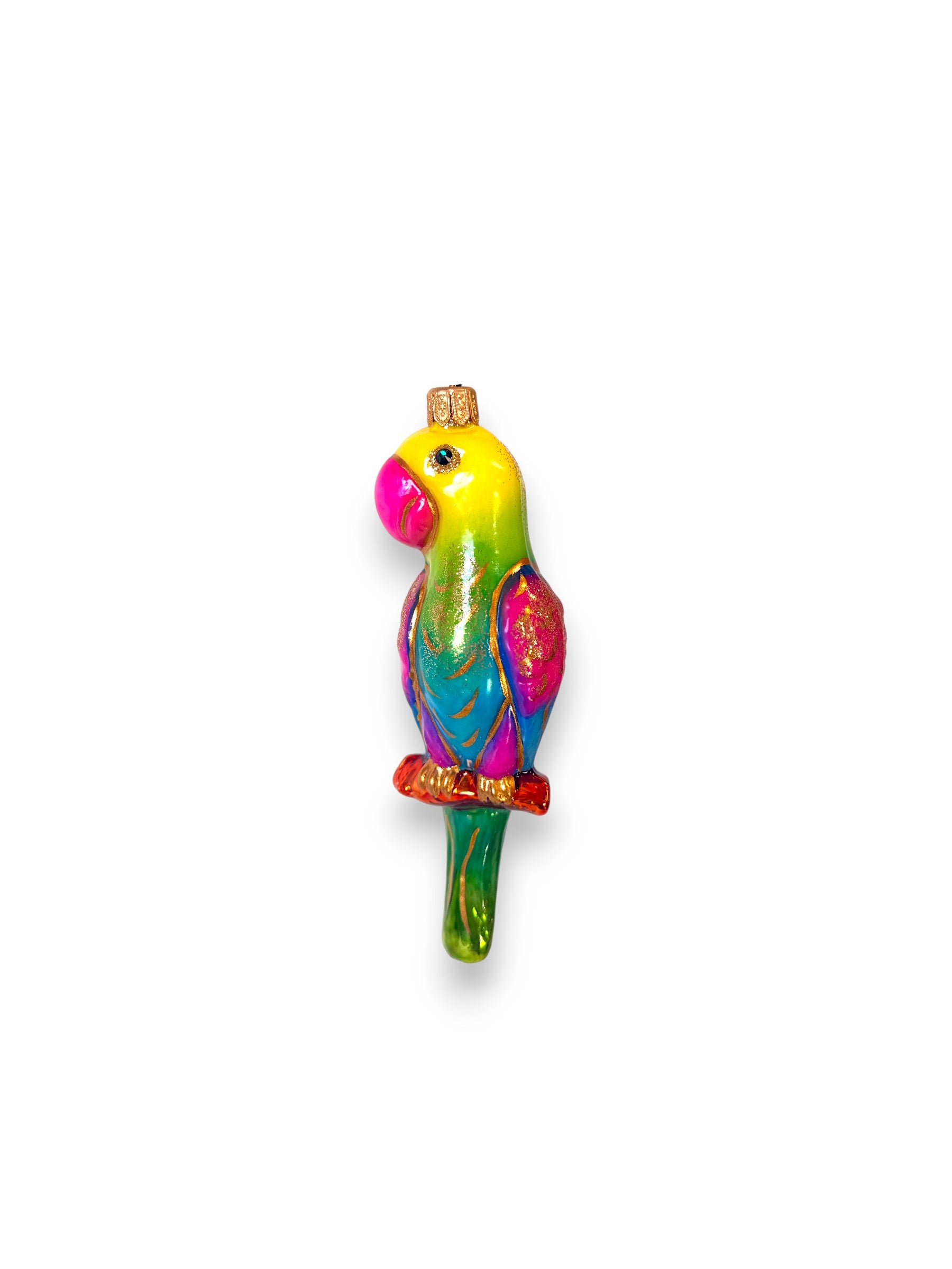 Vivid Parrot Glass Ornament